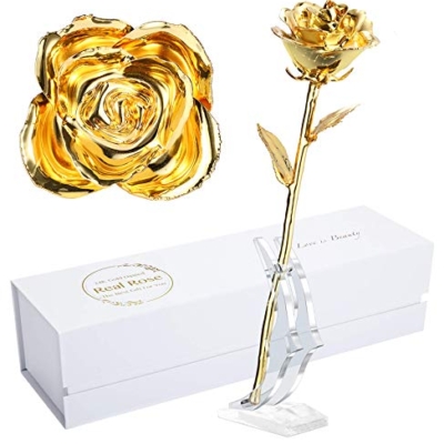 Product: MAXSPT 24K Golden Rose, Gold Dipped Rose Made from Real Rose Best Gifts for her and Great Gifts for My Wife, Golden with Stand