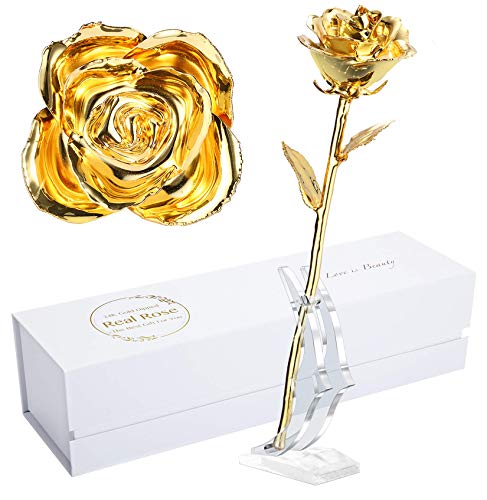 Product: MAXSPT 24K Golden Rose, Gold Dipped Rose Made from Real Rose Best Gifts for her and Great Gifts for My Wife, Golden with Stand
