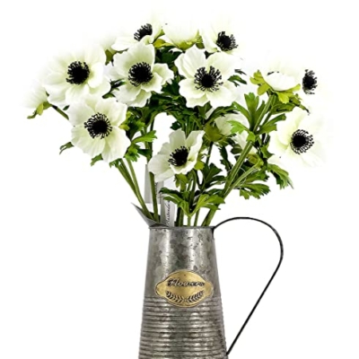 Product: Artificial Plants & Flowers 22.4" Anemone Faux Stems Blossom Tall Plant Outdoor Floral Arrangement Rustic Decoration Crafts Home Decor Holiday Wedding Parties 6Packs(Anemone White Flowers)