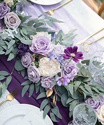 Silky Flower Store Eucalyptus Rose Flower Garland, Lilac Lavender Sweetheart Table Decor, Artificial Silk Garland 6FT 12 12 Product: Ling's Moment Flower Garland - 6FT Eucalyptus & Rose - Sweetheart Table Decor for Wedding Reception, Artificial Floral Garland for Mantle, Thanksgiving, Christmas Decoration, Lilac & Lavender