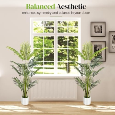 Product: Artificial Palm Tree 4FT, Suntee Fake Tree with White Tall Planter 2 Pack, Faux Tropical Areca Floor Plant in Pot, Artificial Silk Plant for Home Office Living Room Decor Indoor
