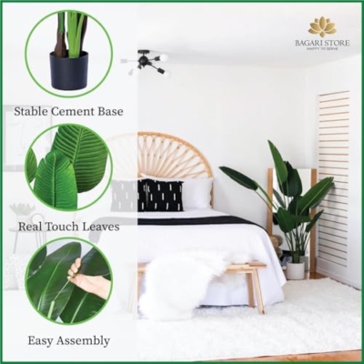 Product: Bagari One 5 Foot Artificial Silk Bird of Paradise Palm Tree Potted Plant