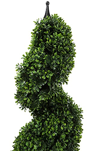Product: 35 inch/2.95 ft Outdoor Boxwood Spiral Faux Topiary Trees, Artificial topiaries Tree with Black Pot,Set of 2