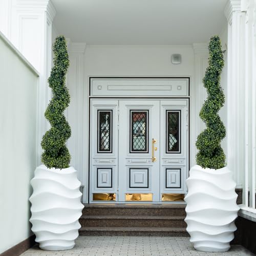 Product: ROOMTEC 4FT Artificial Spiral Boxwood Topiary Tree Front Porch Decor Tree Potted Large Faux Plant in Cement-Filled Plastic Pot Faux Topiary Trees for Indoor Outdoor Home Front Porch Decor