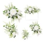 Product: Ling's Moment 2 White Wedding Artificial Floral Swag Welcome Sign Flowers Backdrop Garland Lily Green for Ceremony Reception Door Wall Easel Home Decoration Entryway Faux Outdoor Board Table Decor