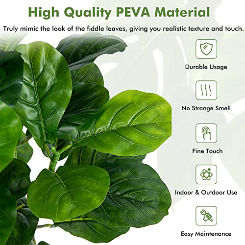 Product: BestComfort 4.6ft Artificial Fiddle Leaf Fig Tree Set of 2, Fake Ficus Pandurate Plant in Pots for Indoor Outdoor, Faux Ficus Lyrata Plant for Home Office Modern Decoration Housewarming Gift