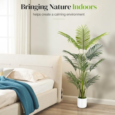 Product: Artificial Palm Tree 4FT, Suntee Fake Tree with White Tall Planter 2 Pack, Faux Tropical Areca Floor Plant in Pot, Artificial Silk Plant for Home Office Living Room Decor Indoor