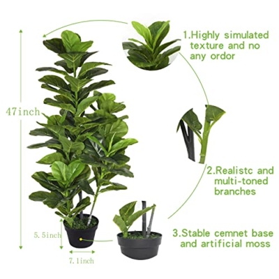 Product: Fiddle Leaf Fig Tree 4ft Artificial Tree in Pot, 2 Pack Faux Ficus Lyrata with Realistic Leaves, Fake Ficus Trees Artificial Plant for Home Living Room Indoor Outdoor Decor