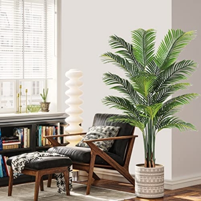 Silky Flower Store Artificial Palm Tree, 6ft Faux Indoor Plant Decor, 16 Detachable Trunks, Realistic Tropical Greenery, 6ft 15 15 Product: VIAGDO Artificial Fake Palm Tree 6ft Tall with 16 Detachable Trunks Faux Tropical Palm Silk Plant Feaux Dypsis Lutescens Plants in Pot for Home Office Living Room Floor Decor Indoor