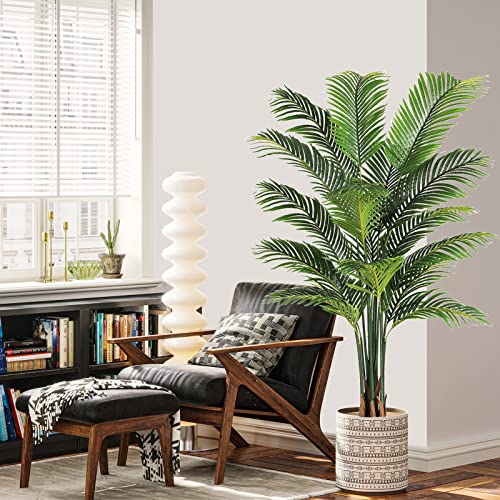 Silky Flower Store Artificial Palm Tree, 6ft Faux Indoor Plant Decor, 16 Detachable Trunks, Realistic Tropical Greenery, 6ft 6 6 Product: VIAGDO Artificial Fake Palm Tree 6ft Tall with 16 Detachable Trunks Faux Tropical Palm Silk Plant Feaux Dypsis Lutescens Plants in Pot for Home Office Living Room Floor Decor Indoor