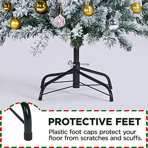 Silky Flower Store Yaheetech Snow Flocked Fir Pencil Christmas Tree, Slim Corner Artificial Xmas Tree, Metal Stand, White, 6Ft 7 7 Product: Yaheetech 6Ft Snow Flocked Fir Pencil Christmas Tree Slim Corner Hinged Artificial Xmas Tree with 814 Branch Tips and Metal Stand, Holiday Decoration for Home, Office, Party, White