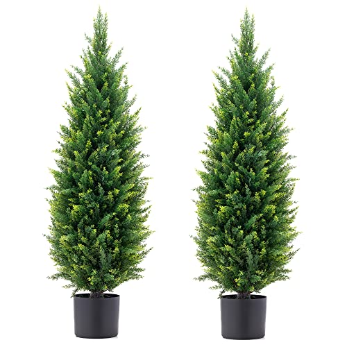 Product: 3.5ft Artificial Topiary Trees Set of 2 Faux Cedar Trees UV Resistant Bushes Potted Plants Artificial Shrubs for Outdoor Indoor Front Porch Garden