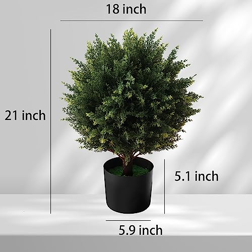 Product: AUMMOOH Boxwood Artificial Cedar Topiary Ball Trees – Decorative Fake Greenery in Planter Pots for Front Porch, Outdoor Walkway, Entryway Decorating, Set of 2