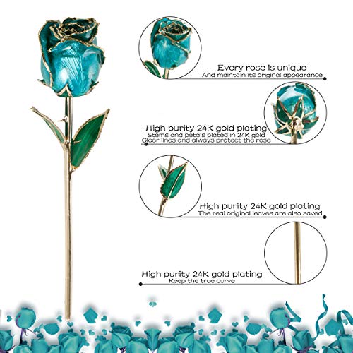 Silky Flower Store 24k Gold Dipped Blue Rose, Mother’s Day Gift for Mom Girlfriend Friends, Decorative Faux Flower, 32.5cm 1 1 Product: 24k Gold Dipped Blue Rose - Perfect Mother's Day Gift for Mom, Girlfriend, or Friends | Everlasting Long Stem Rose for Valentine's Day, Anniversaries, and Birthdays