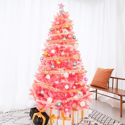 Silky Flower Store Artificial Christmas Tree, Classic Pink Xmas Pine Tree, Solid Metal Stand, Unlit, 5 FT, 6 FT, 7 FT 11 11 Product: Artificial Christmas Tree Classic Xmas Pine Tree with Solid Metal Stand 5/6/7 FT Unlit Pink