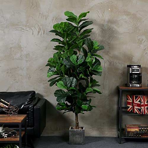 Product: FLOWORLD Fiddle Leaf Fig Tree 6ft Tall Artificial Tree in Plastic Pot Fake Ficus Lyrata Plants with 184 Decorative Fiddle Leaves Faux Fig Trees for Home Office Living Room Decor Indoor Outdoor