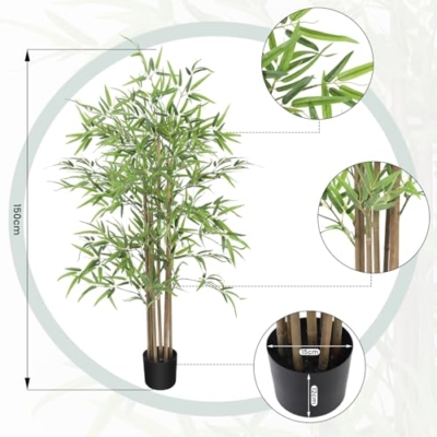 Silky Flower Store Artificial Bamboo Tree Faux Silk Plant, Lifelike Home Office Decor, 5FT 12 12 Product: YOLEO 5FT Artificial Bamboo Tree - Lifelike Faux Silk Plant for Home & Office Decor