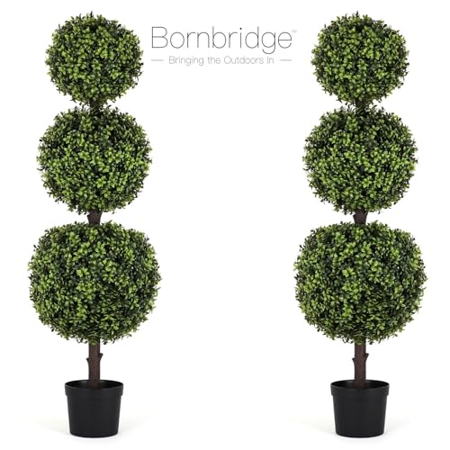 Product: Bornbridge Artificial English Boxwood Topiary Ball Tree - 4' English Boxwood Ball Tree - Indoor/Outdoor Topiary Trees - Artificial Outdoor Plants - Lifelike English Boxwood Plant (2 Pack)