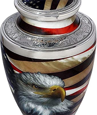 Silky Flower Store American Flag Patriotic Cremation Urn for Human Ashes, Veteran Memorial Urn, Adult Male, Police Dog K9, Army Firefighter, 20.5cm 10 10 Product: Bold & Divine American Flag Patriotic and Veteran Cremation Urns for Human Ashes Adult Male | Funeral Decorative Urn for Men, Police Dog K9, Army Firefighter