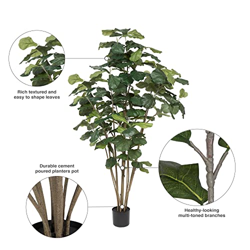 Silky Flower Store Faux Fiddle Leaf Fig Tree, 6ft Tall Green Silk Artificial Indoor Plant, 204 Large Leaves Multiple Stems, Home Office Decor 6ft 8 8 Product: Vickerman Everyday Faux Fiddle Leaf Fig Tree 6ft Tall Green Silk Artificial Indoor Fiddle Plant with 204 Large Fiddle Leaves and Multiple Stems Home Office Decor