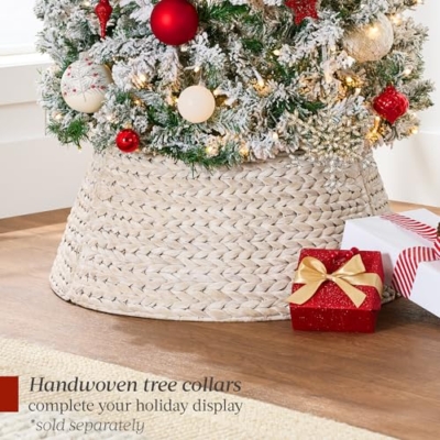 Product: Best Choice Products Flocked Pencil Christmas Tree, Pre-Lit Slim Artificial Holiday Decoration, 4.5ft Lighted Skinny w/Base, Warm White Lights