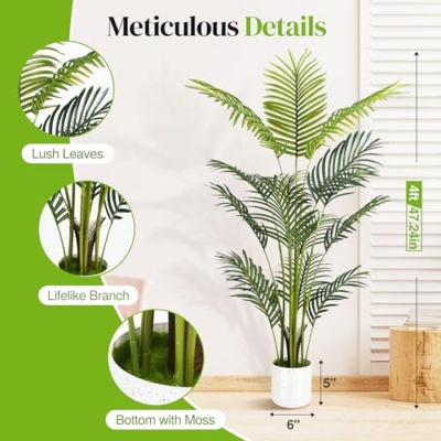 Product: Artificial Palm Tree 4FT, Suntee Fake Tree with White Tall Planter 2 Pack, Faux Tropical Areca Floor Plant in Pot, Artificial Silk Plant for Home Office Living Room Decor Indoor
