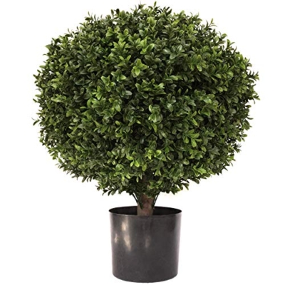 Product: 24" Tall 16” Round Artificial Topiary Ball Boxwood Trees (Set of 2) by Northwood Calliger | Highly Realistic Potted Shrubs for Indoor/Outdoor | UV Protected