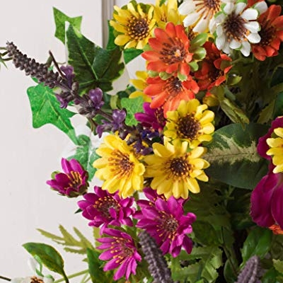 Silky Flower Store Artificial Floral Outdoor Wreath, Balsam Hill Meadow Lavender Chrysanthemums Wildflowers, 28in 8 8 Product: Balsam Hill 28in Meadow Outdoor Floral Artificial Wreath