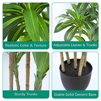 Product: Waoops Artificial Plants 6Ft Dracaena Fragrans Faux Trees with 8 Heads Fake Tree for Home Decor Indoor or Outdoor Office Decoration Housewarming Gift