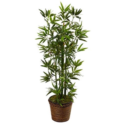 Product: Nearly Natural 4ft. Bamboo Artificial Tree in Coiled Rope Planter