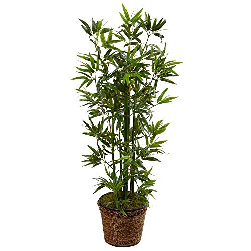 Product: Nearly Natural 4ft. Bamboo Artificial Tree in Coiled Rope Planter