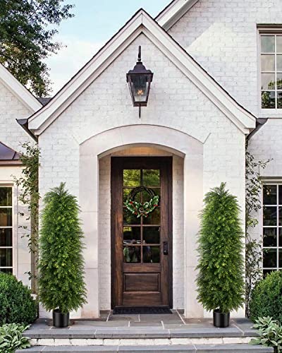 Product: YEMMEN 2 Pack 5ft Artificial Cedar Topiary Trees, Outdoor Artificial Plants for Front Porch Décor, Artificial Shrubs Fake Plants Uv Rated Potted Plants for Outdoor, Indoor, Front Door, Office.
