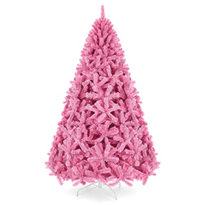 Product: Best Choice Products 6ft Pink Christmas Tree Artificial Full Fir Tree Seasonal Holiday Decoration w/ 947 Branch Tips, Foldable Stand
