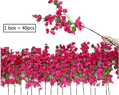 Silky Flower Store Artificial Bougainvillea Silk Flower Branches, Hot Pink Floral Decor, Bulk 40Pcs 45cm 1 1 Product: 40Pcs in Bulk Artificial Bougainvillea Silk Flowers Branches Long Plant Stems 45" for Wedding Centerpieces, Bussiness Decoration Project, Indoor & Outdoor Decoration (Hot Pink - 40Pcs)