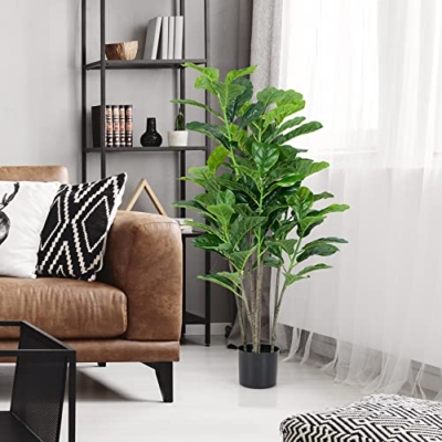 Product: BestComfort 4.6ft Artificial Fiddle Leaf Fig Tree Set of 2, Fake Ficus Pandurate Plant in Pots for Indoor Outdoor, Faux Ficus Lyrata Plant for Home Office Modern Decoration Housewarming Gift