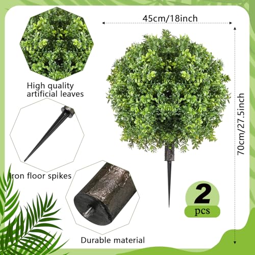 Silky Flower Store Artificial Boxwood Topiary Ball, UV Resistant Faux Greenery, 2 Pack, 26 Inches 1 1 Product: Canlierr 2 Pcs Artificial Boxwood Topiary Ball Bush 26" Tree UV Resistant with Spike Easy to Push in The Ground Fake Boxwood Plants Faux Greenery Shrubs for Indoor Outdoor Home Garden (Light Green)