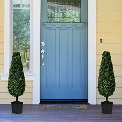 Product: Goplus 3ft Artificial Boxwood Topiary Trees - 2 Pack Faux Greenery for Indoor & Outdoor Decor
