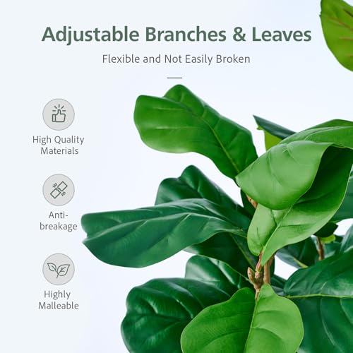 Product: SJSCYD Fiddle Leaf Fig Tree, 6ft Artificial Tree with White Tall Planter, Large Faux Plants Indoor, Fake Fig Tree in Pot for Home Office Bedroom Living Room Decor Garden Outdoor Housewarming Gift