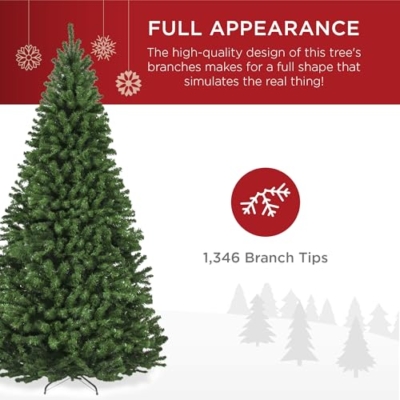 Silky Flower Store Artificial Christmas Tree, Best Choice Products Unlit Realistic Spruce, Dense Branches, Metal Base, 7.5ft 9 9 Product: Best Choice Products Artificial Christmas Tree, 7.5ft Premium Unlit Realistic Spruce Holiday Décor w/Dense Branches, Easy Assembly, Metal Base