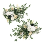 Product: Ling's Moment 2PCS Green Artificial Flower Garland Floral Swags Centerpieces White Wedding Arch Flower Greenery for Sweetheart Table Wall Window Home Garden Outdoor Decor Emerald & Tawny Beige