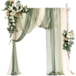 Product: Ling's Moment Wedding Arch Flowers with Sheer Drapes Kit - Artificial Spring Green Rose Floral Arrangements for Ceremony Backdrop, Arbor Decor, 5-Piece Set (2 Flower Stems + 3 Hanging Drapes)