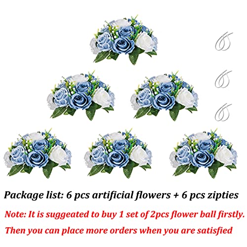 Silky Flower Store Dusty Blue Artificial Flower Ball Centerpieces, BLOSMON Silk Rose Wedding Decor, 6 Pcs, 9.5in x 4.7in 5 5 Product: BLOSMON Flower Ball Centerpieces for Table 6 Pcs Fake Rose Centerpiece Flowers Dusty Blue Artificial Silk Floral Arrangement Center Piece Kissing Bouquet for Wedding Party Home Decor