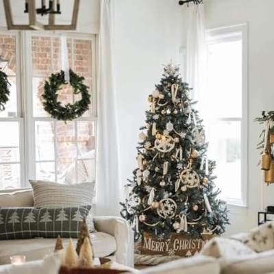 Product: KING OF CHRISTMAS 7ft Blue Spruce Artificial Christmas Tree Unlit, Tribeca Blue Spruce Xmas Tree with Foldable Base, Hinged Sections 1875 PVC Christmas Tree for Home, Office and Holliday Decor