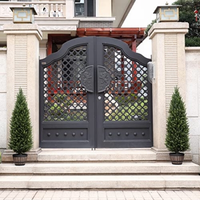 Product: 4ft(48”) Artificial Cedar Outdoor Artificial Shrub Sunlight Resistant Leafy Potted Plant for Indoor Porch of Home and Office Artificial Outdoor Tree 2 Pieces a Set Topiary Trees