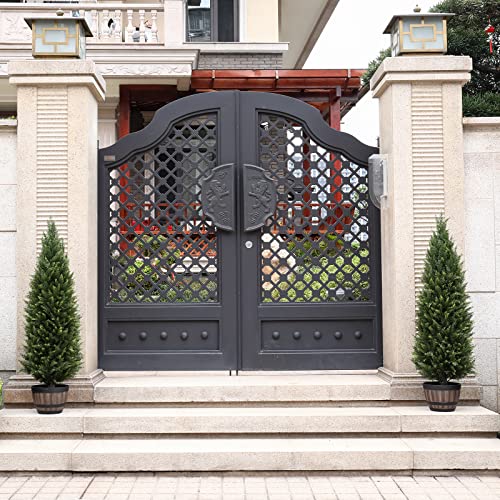 Product: 4ft(48”) Artificial Cedar Outdoor Artificial Shrub Sunlight Resistant Leafy Potted Plant for Indoor Porch of Home and Office Artificial Outdoor Tree 2 Pieces a Set Topiary Trees