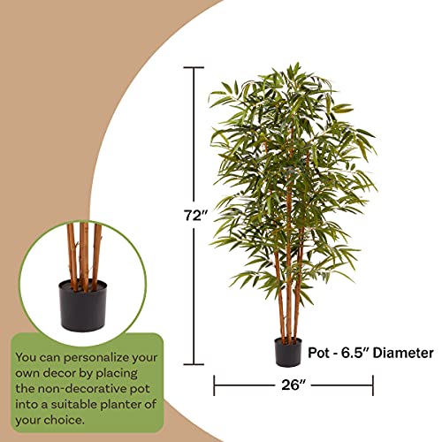 Silky Flower Store Pure Garden Artificial Bamboo Tree, 6FT Fake Plant, Adjustable Leaves, Pot, Indoor Faux Greenery 6.5in pot 6FT 5 5 Product: Artificial Bamboo Tree - 6FT Fake Plant with Adjustable Leaves and Pot - Faux Plants Indoor for Home, Restaurant, or Office Décor by Pure Garden