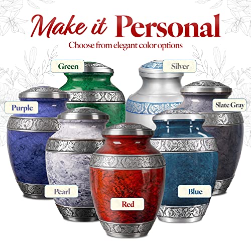 Product: GSM Brands Cremation Urn for Adult Human Ashes - Large Handcrafted Funeral Memorial, Red Color (Aluminum - 9.6 x 6.8)