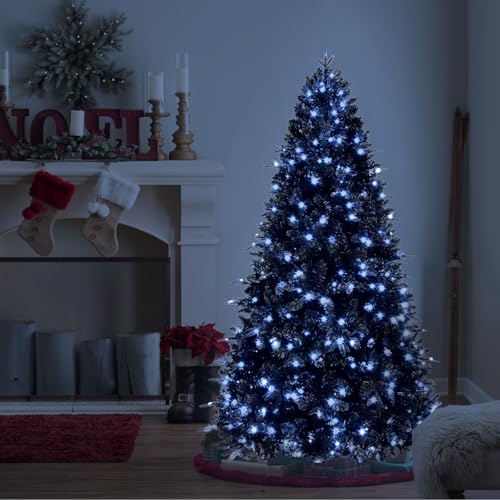 Product: Mayhihi 6FT PreLit Black Christmas Tree with 350 Lights, Artificial Fake Christmas Tree with 1460 PE&PVC Branch Tips, Halloween and Xmas Tree for Holiday Decorations, Metal Stand and Hinged Branches