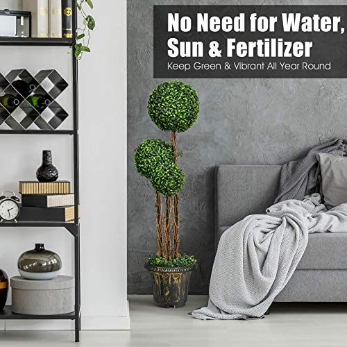 Silky Flower Store Artificial Boxwood Topiary Tree Triple Ball, Indoor Outdoor Faux Greenery, 4 FT 3 3 Product: Goplus 4 Ft Artificial Boxwood Topiary Tree, Fake Greenery Plants Triple Ball Tree, Leaves & Cement-Filled Plastic Flower Pot Decorative Trees for Home, Office, Indoor and Outdoor Use (4 FT)