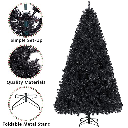 Silky Flower Store Artificial Black Christmas Tree, 6ft Holiday Decoration, Foldable Stand, 818 Tips, Indoor Outdoor Use, 6ft 2 2 Product: Topeakmart 6ft Artificial Black Christmas Tree with Foldable Stand,Xmas Tree for Holiday Decoration, Black
